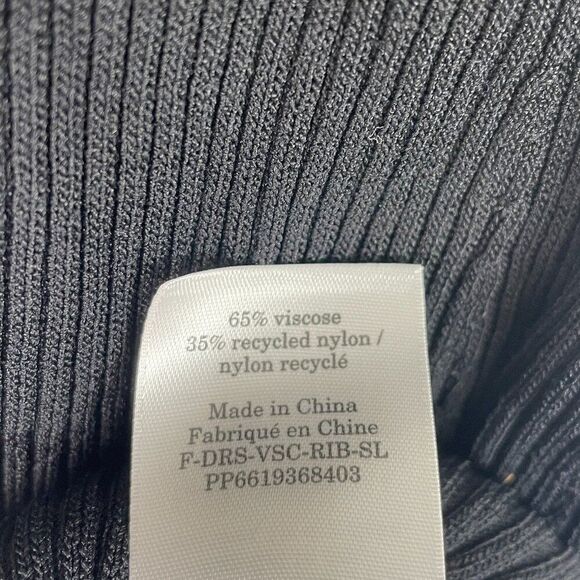 Everlane The Ribbed Viscose Scoop Neck Fitted Stretch Midi Dress Black S - Picture 10 of 11